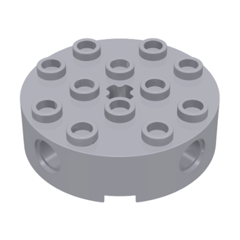 Steen, Rond 4x4 met 4 gaten en as gat Light Bluish Gray